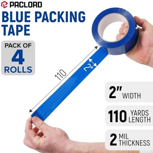 2" x 110 Yards Blue Packing Tape, 4 Rolls