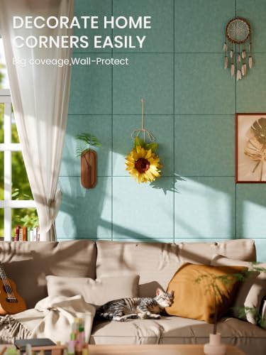 Bumusty 48"x 36" Large Felt Bulletin Board Tiles, Aqua Blue