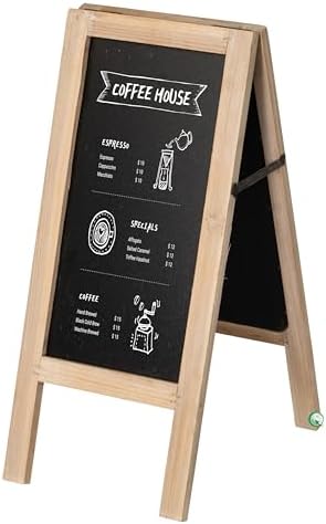 Vintiquewise 19-inch Wooden A-Frame Chalkboard Sign Double-Sided Menu Board Easel for Restaurant Cafe Bar Coffee Shop Bakery Wedding Party Home Business Kitchen Countertop & Tabletop Display, Large