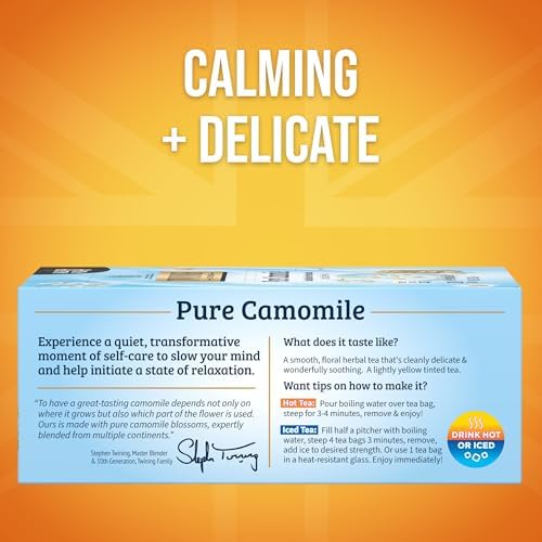 Twinings Pure Camomile Herbal Caffeine-Free Tea Bags, 100 CT Box (1 Pack)