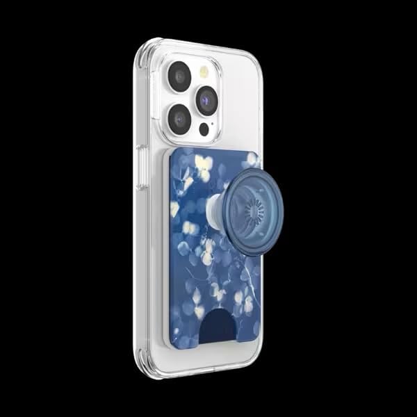 PopSockets Phone Wallet for MagSafe with Grip- Phantom Aspen | PopWallet, Holds 3 Cards, Magnetic, Removable, Secure, Blue, Light Blue, Baby
