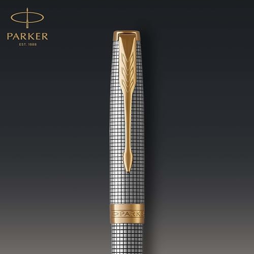 Parker Sonnet Ballpoint Pen Chiselled Silver with Gold Trim Medium Point Black Ink (1931492)