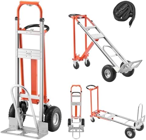 VEVOR 4 in 1 Hand Truck Dolly, 1000 lbs Load Capacity, Convertible Trolley