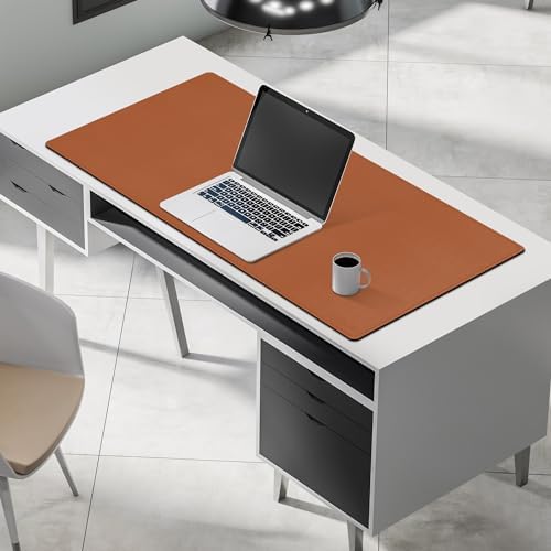 Mydours 40" x 20" Extra Large Desk Mat, PU Leather & Cork Desk Pad, (Brown)