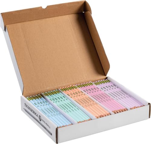 Ticonderoga Wood-Cased Pencils,Pre-Sharpened,2 HB Soft,Pastel Colors,150 Count (Pack of 6)