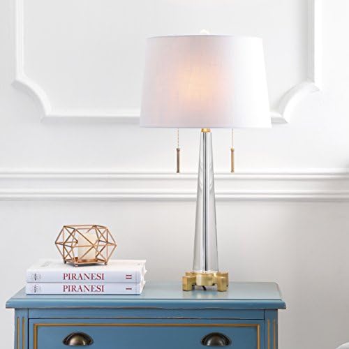 JONATHAN Y Zoe 2-Light Crystal Metal Table Lamp 29.5", Clear/Brass Gold