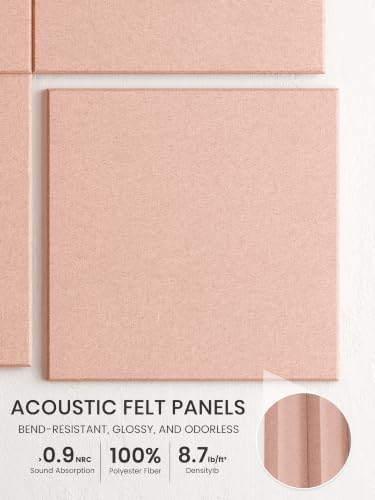 Bumusty 36"x 24" Large Felt Bulletin Board Tiles, Pink