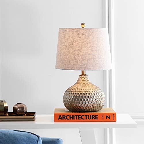 JONATHAN Y Bates Honeycomb Teardrop Resin Table Lamp 22", Antique Brown