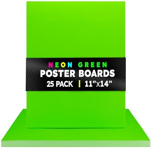 Hygloss Poster Board 11 x 14, 25 Pack Neon Green, Colored Posterboard