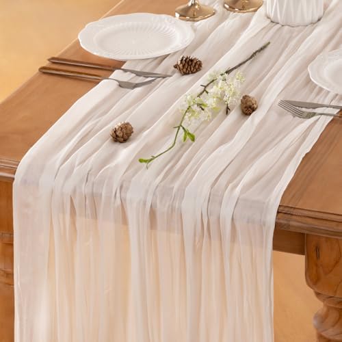 Ivory Cheesecloth Table Runner Fall Boho Wedding Birthday Home Decor