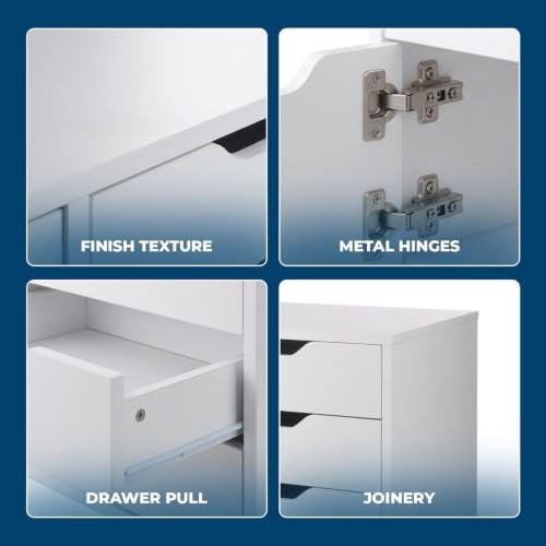 Winsome Halifax Mobile Storage Cabinet with 1 Door & 5 Drawers, White