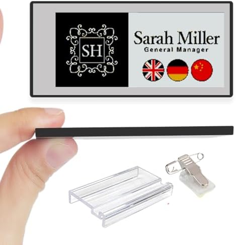[Santek] EZ Sign NFC E-Paper Display – No Battery, Ultra-Thin 0.13”, Rewritable 4-Color Digital Display, App-Controlled (iOS/Android/PC), IP65 (Silver, 2.9 inch)
