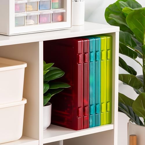 IRIS USA File Box |Made in USA| Fits 8.5"x11" A4 Paper, (6-Pack) - Multi | Organizing Study Cases with Built-In Handle & Snap-Tight Lids, Containers for Puzzles, Scrapbooking, Craft & Art Supplies