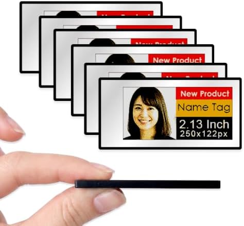 [Santek] EZ Sign NFC E-Paper Display – No Battery, Ultra-Thin 0.13”, Rewritable 4-Color Digital Display, App-Controlled (iOS/Android/PC), IP65 (Silver, 2.13" 6pcs, No Stand and Clip Included)