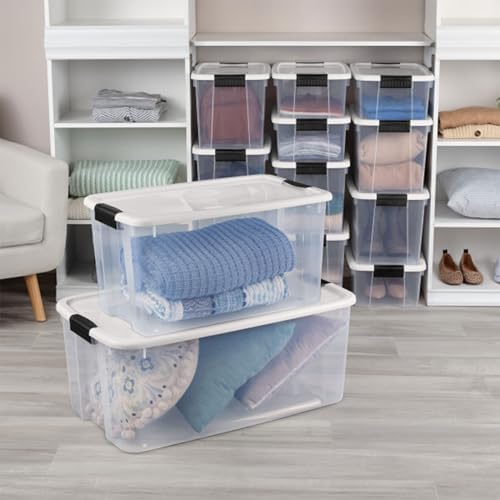 Sterilite Ultra Latch Box with Lids for Home and Office, 70 Quart, 4-Pack