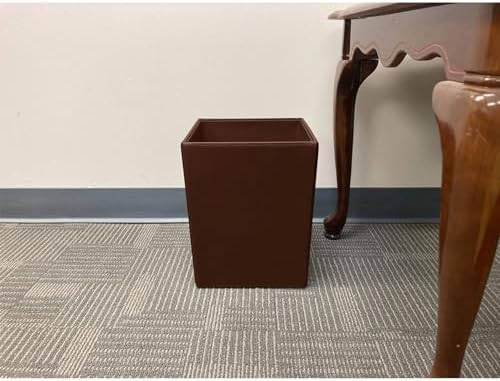 Dacasso Bonded Leather Waste Basket - Luxury Waste Basket (Dark Brown, 14 QT)