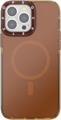 PopSockets iPhone 13 Pro Max Phone Case w/MagSafe- Amber | Magnetic, Wireless Charging, Camera & Drop Protection, Brown, Plain, Cream, Beige, Summer Spring