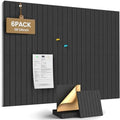 JBER Large Felt Bulletin Board 36" x 24", 6 Pack Felt Wall Tiles, Black