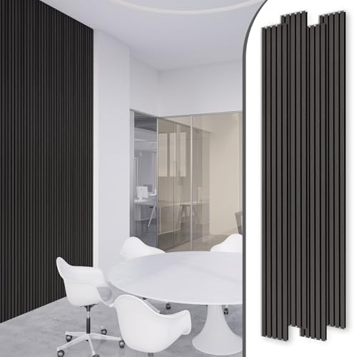 WoveN SounD Wood Panels for Wall, Deep Gray, 4 Pack, 108x8 in