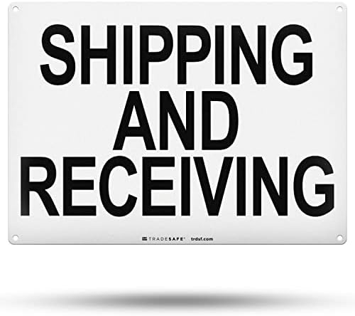 TRADESAFE Shipping and Receiving Sign - Business Sign, Office Sign, Quick Install Aluminum Safety Sign, Light Reflective, UV-Resistant, Waterproof, 14” X 10” Shipping Receiving Signs for Business