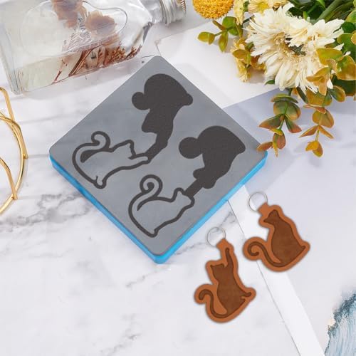 SUPERDANT Cat Pendant Leather Die Kitten Keychain Decor Wooden Die Cutter Leathers Cutting Dies DIY Art Crafts Leathers Dies Cutter for Men Women Leather Making for Handmade Lover Gifts