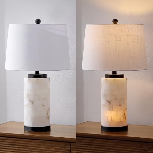 JONATHAN Y Eliza 25.5" Alabaster 2-Light Table Lamp, White/Black