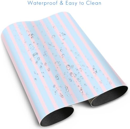 Girlish Pink Blue Stripes Desk Mat Small Gaming Mouse Pad