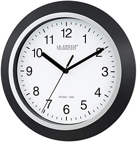 La Crosse Technology WT-3102B 10-Inch WWVB Self-set Analog Wall Clock and automatic DST reset,Black/silver