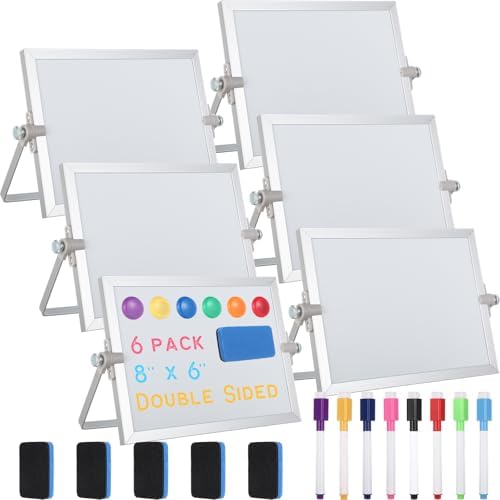 AmazingSpark 6 Pcs Small Dry Erase White Board with Stand 6 x 8'', White