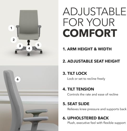 HON Ignition 2.0 Ergonomic Office Chair, Lumbar Support, Desk Chair, Fog