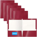 Better Office Products 2 Pocket Glossy Laminated Burgundy Red Paper Folders, Box of 25, Letter Size, Burgundy Red Paper Portfolios