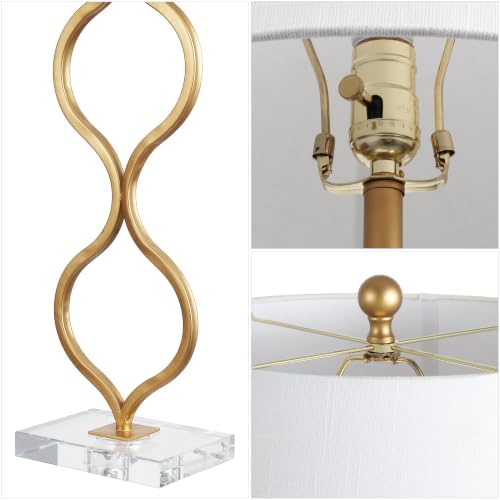 JONATHAN Y Levi Table Lamp 31.5" Curved Metal and Crystal, Gold Painting