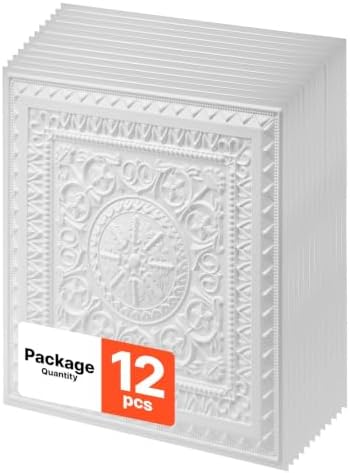 VEVOR 24 x 24 in PVC Ceiling Tiles 12-Pack White 3D Geometric Panels, Smooth PVC Sheet for Drop Grid only, Impact-Resistant, Paintable Surface, Easy Cut, Modern Decorative Style for Home, Office