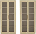 Manhattan Comfort Rivington 5-Shelf Bookshelf with Soft Close Glass Door, 79" Tall Bookcase Handle-Free, Adjustable Shelves, Storage Cabinet for Living Room, Bedroom, or Office Set of 2 in Natural Oak