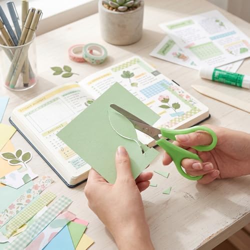 Honoson 150 Pack Student Scissors Bulk with Ruler Blade,Green