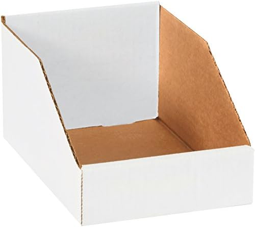 Top Pack Supply Open Top Bin Boxes, 6" x 9" x 4 1/2", White (Pack of 25)