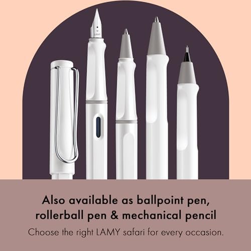 LAMY safari white - Fountain Pen with ergonomic grip & polished steel nib in size F - ideal for any Writing & Calligraphy - including LAMY T 10 blue cartridge - Right-Handed