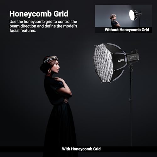 NEEWER Basics Octagonal Softbox Bowens Mount, 17.7" Quick Release Soft Box Lighting Set with Grid, Compatible with Aputure 150c Compatible with Godox SL60w, for FS300C FS150B HB80C CB200C Q6, NS62P