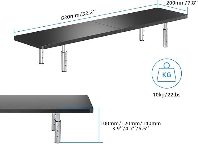 suptek Dual Monitor Stand Riser,Large Monitor Laptop Stand Riser 3 Adjustable Heights Computer Stand for Laptop, Printer, Notebook(MST016)