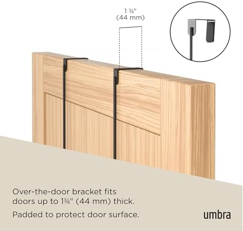 Umbra Estique Coat Rack, Over the Door Wall Hooks, 14 Hook, Black/Walnut