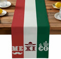 Mexico Flag Table Runner Dresser Scarf 13 x 36 Inch Green Red Color Cactus Hat Striped Modern Table Runners Non-Slip Heat Resistant Kitchen Dining Table Decor for Home Holidays Indoor Outdoor