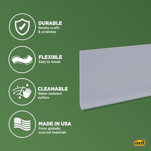 M-D Building Vinyl Wall Base, Dry Back, Silver Gray, 4in x 48in