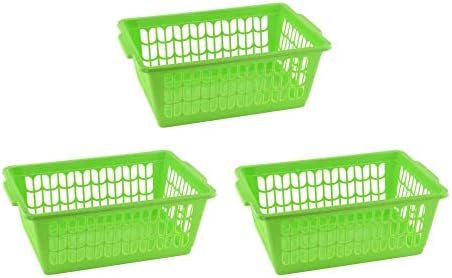 YBM HOME Plastic Perforated Storage Basket Bin Office Drawer, Shelf Desktop Countertop Tray Organizer 32-1188 (3, Green)