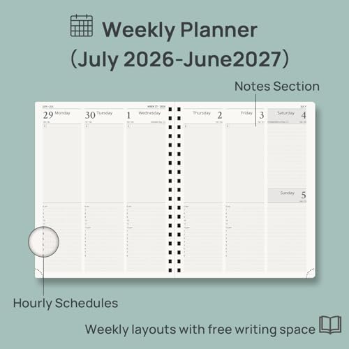 POPRUN 2026-2027 Weekly Planner 10" x 8"Weekly and Monthly Planner Calendar