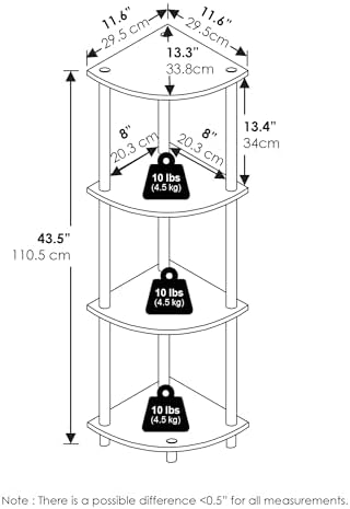 Furinno Turn-N-Tube Toolless 4-Tier Storage Shelves, Columbia Walnut