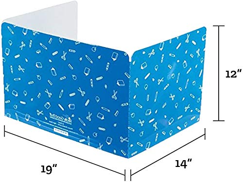 Really Good Stuff - 163200BL Standard Privacy Shields for Student Desks – Set of 12 - Matte - Study Carrel Reduces Distractions - Keep Eyes from Wandering During Tests, Blue with School Supplies Pattern