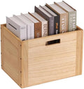 KIRIGEN Stackable Wood Storage Cube with Handles, Open Cubby Bin, Natural