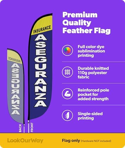 LookOurWay Financial Service Insurance Aseguranza Feather Flag, 12 Ft