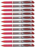 Pentel ENER-GEL Deluxe Liquid Gel Pen, Bold Line, Metal Tip, Red Ink, Box of 12 (BL60-B)