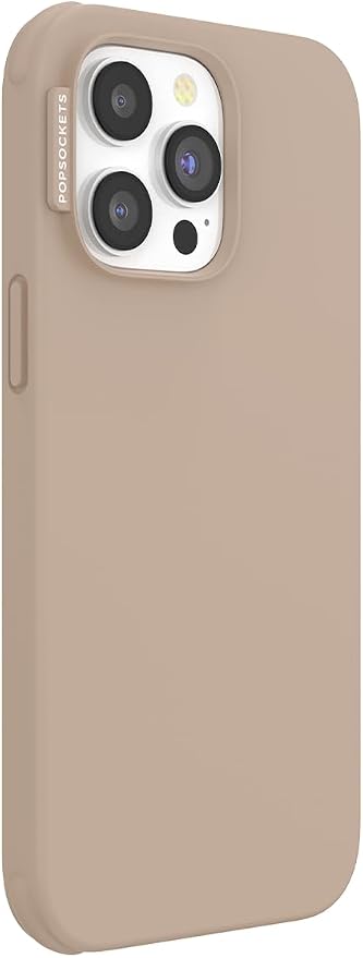 PopSockets iPhone 14 Pro Max Phone Case w/MagSafe- Latte | Magnetic, Wireless Charging, Camera & Drop Protection, Brown, Plain, Cream, Beige, Summer Spring